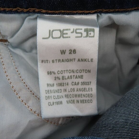 Joes Jeans Women 26 Straight Ankle Solid Dark Blue Wash Denim Pants Cotton Blend - Picture 7 of 10